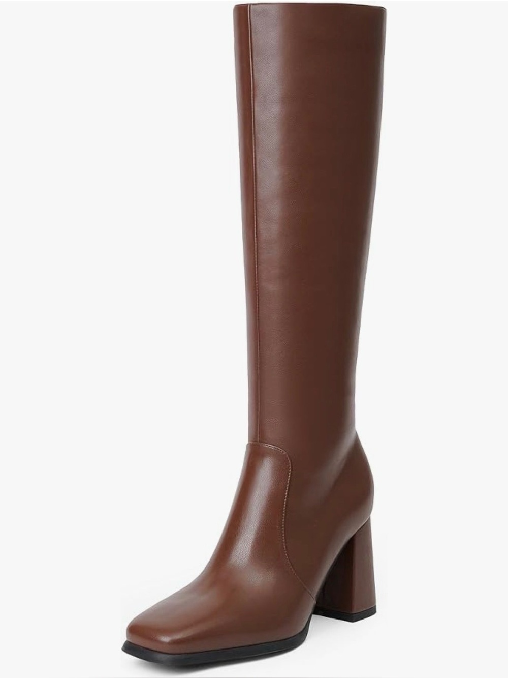 Women's Brown Block Heel Knee-High Boots